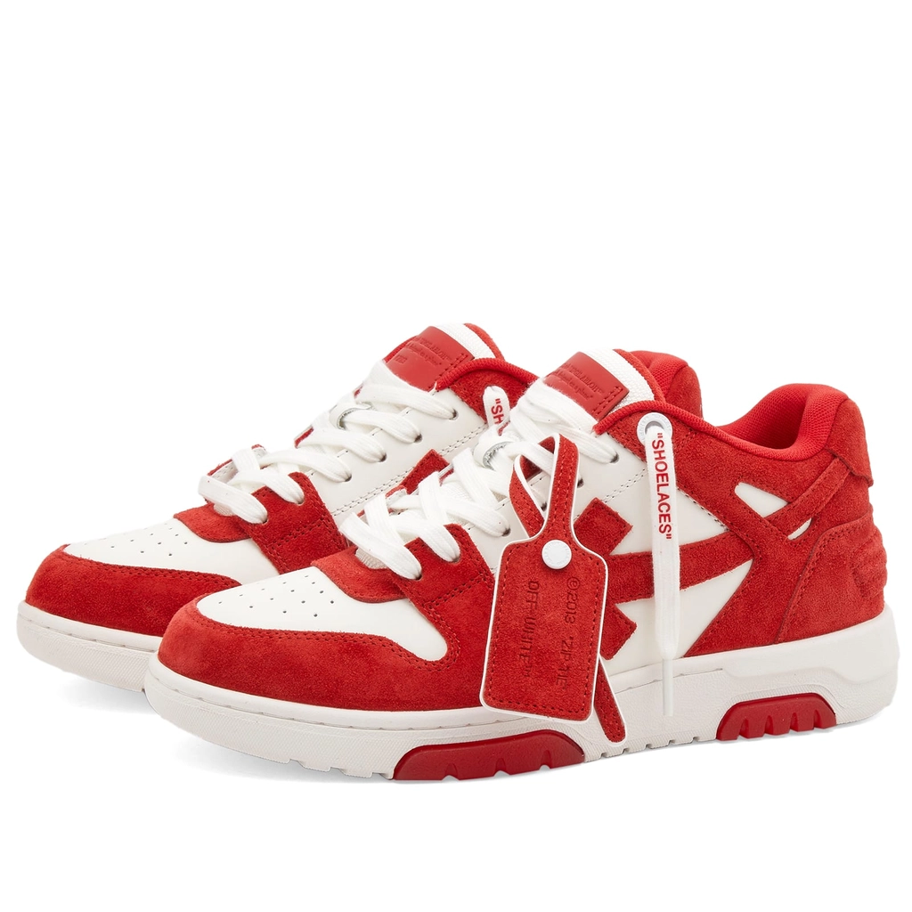 Off White Men's Out Of Office Suede Sneaker Brick Red/White